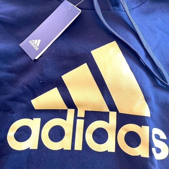 Adidas Women’s Metallic-Logo Hoodie-Black Small - Picture 3 of 4